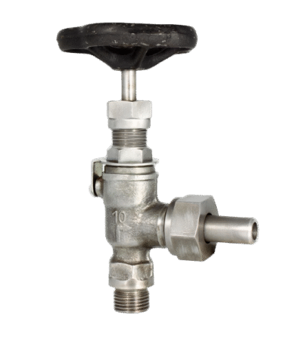 STEEL ANGLE STOP VALVE WITH WELDED END DS DIN86551 PN 100