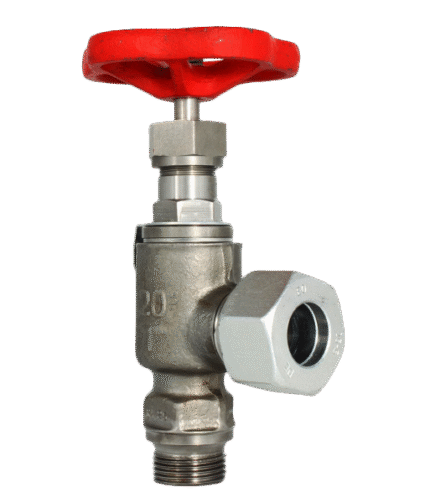 STEEL ANGLE STOP VALVE WITH JOINT RING DS DIN86552 PN 100