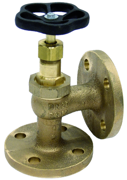 BRASS ANGLE VALVE WITH THREADED COVER DIN 3202 F32, PN 16