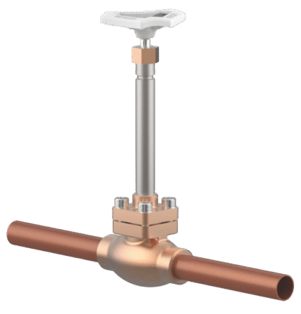 CRYOGENIC GATE VALVE TYPE 01311 WITH EXTENDED SPINDLE AND THROUGHTING POLE WITH BRAZE COPPER ENDS