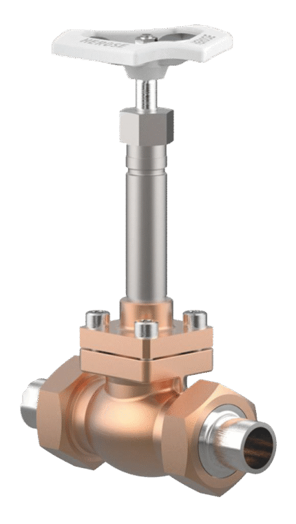 CRYOGENIC GATE VALVE TYPE 02411 WITH EXTENDED SPINDLE OF JOINT WITH STAINLESS STEEL BRADING FITTINGS