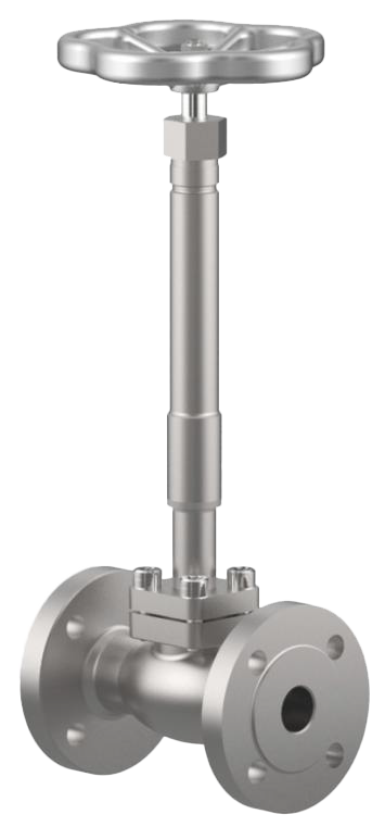 CRYOGENIC BELLOWS VALVE TYPE 03252 WITH EXTENDED SPINDLE ON FLANGES